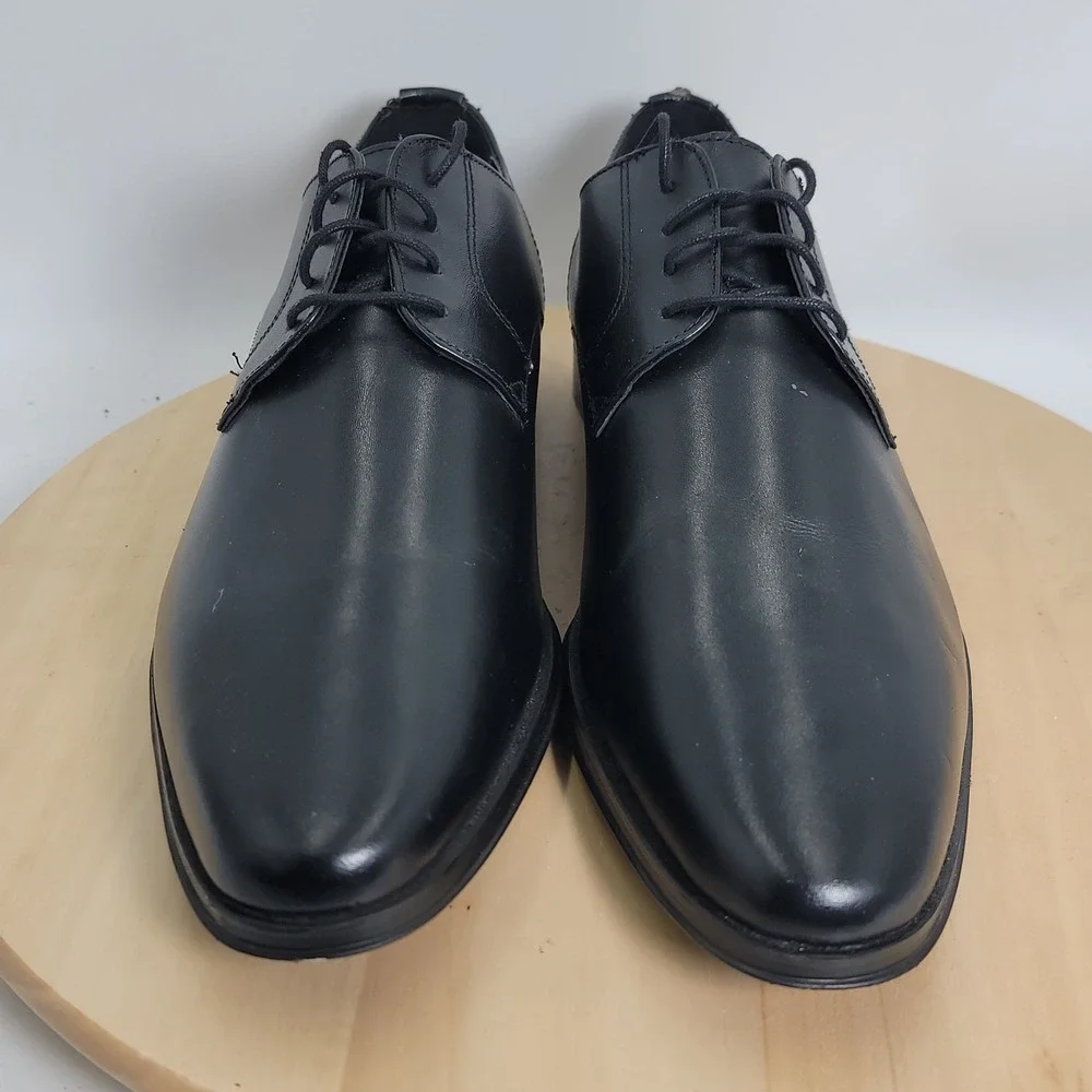 ASOS DESIGN Derby Shoes Men 9.5 Black Faux Leather Lace Up Formal Dress Shoes